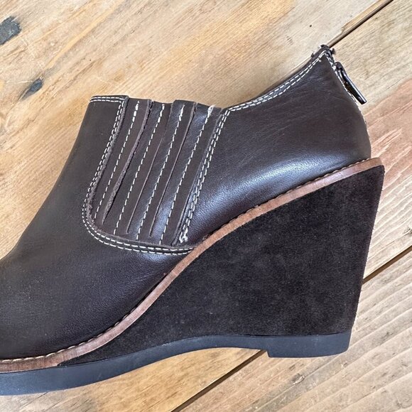 Hush Puppies‎ Leather Wedge Booties Boots Brown 10 Women's - Picture 7 of 7